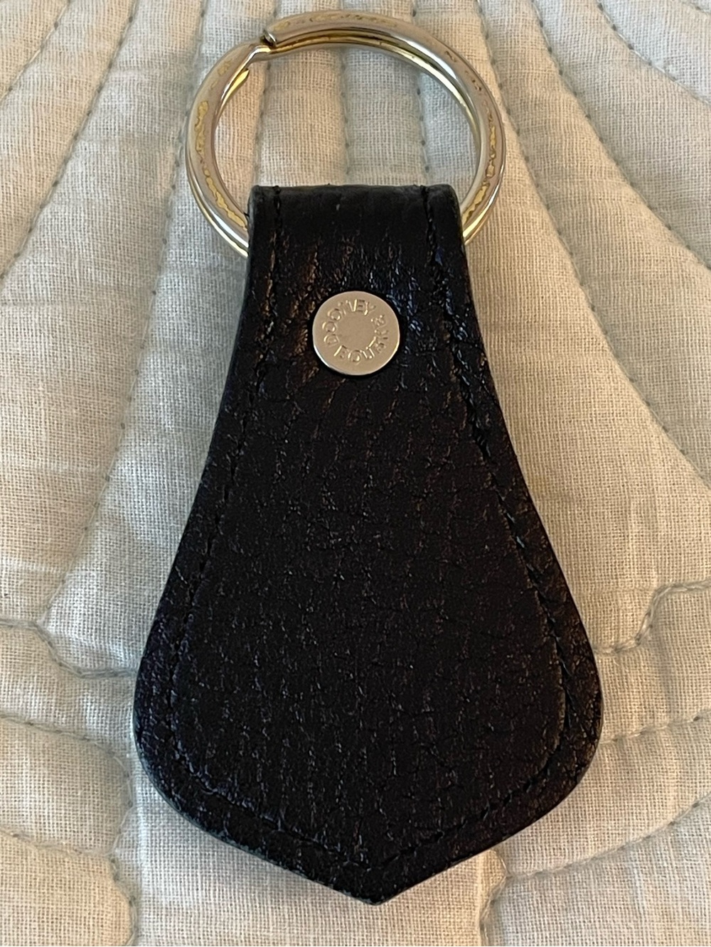Dooney & Bourke Black Leather Key Fob with Gold Medallion - Picture 3 of 5
